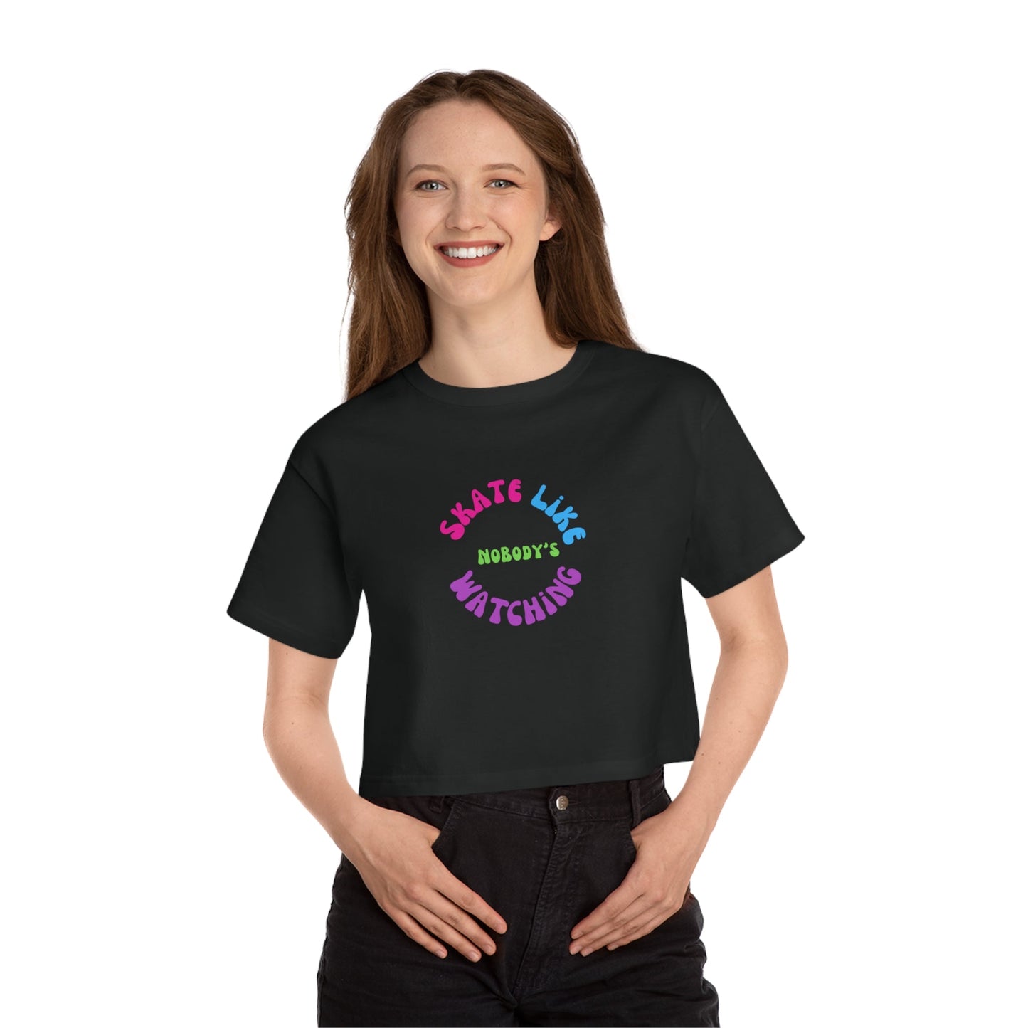 Champion Women's Colorful Skate Like Nobody's Watching Cropped T-Shirt