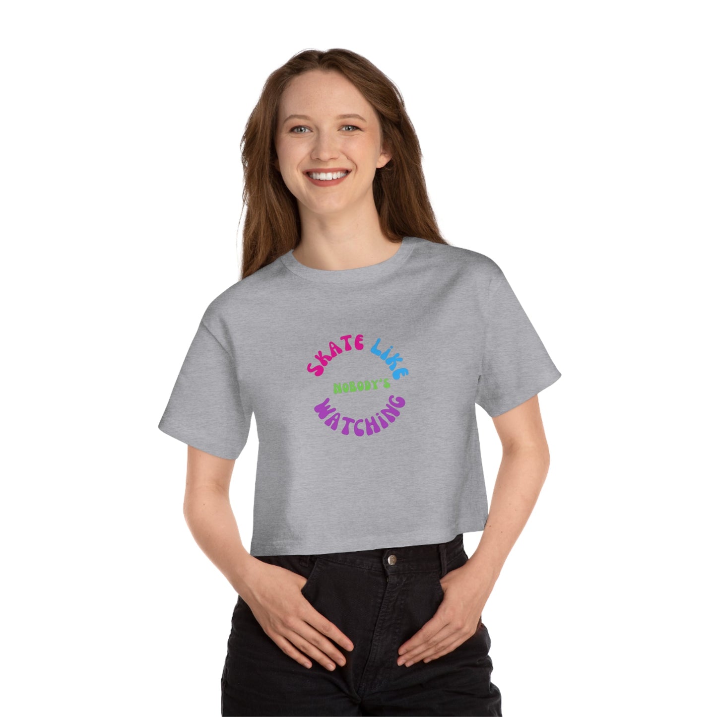 Champion Women's Colorful Skate Like Nobody's Watching Cropped T-Shirt
