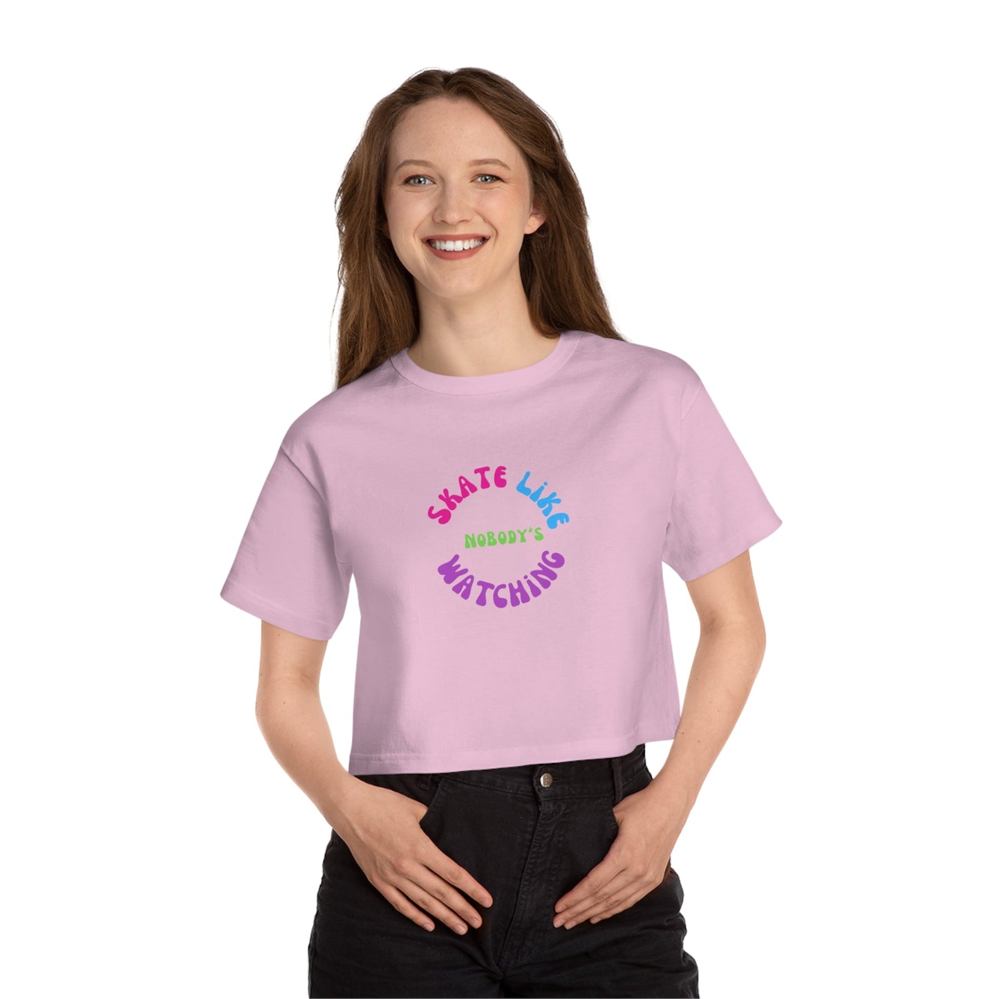 Champion Women's Colorful Skate Like Nobody's Watching Cropped T-Shirt