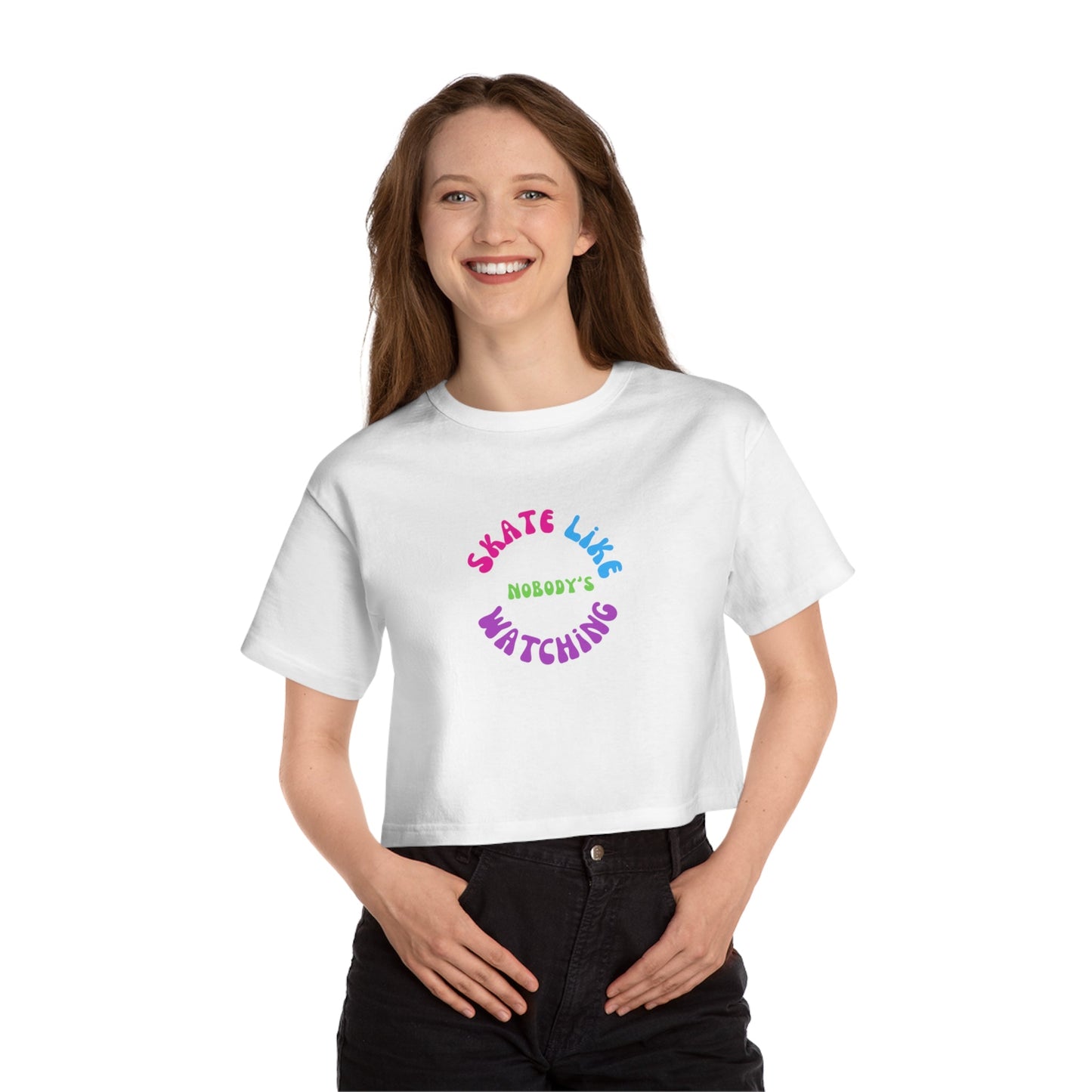 Champion Women's Colorful Skate Like Nobody's Watching Cropped T-Shirt