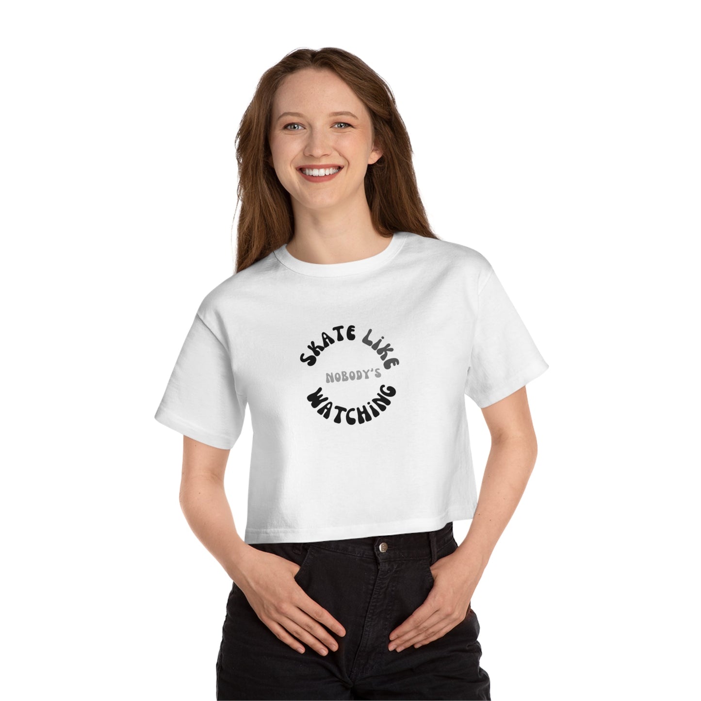 Champion Women's Monotone Skate Like Nobody's Watching Cropped T-Shirt