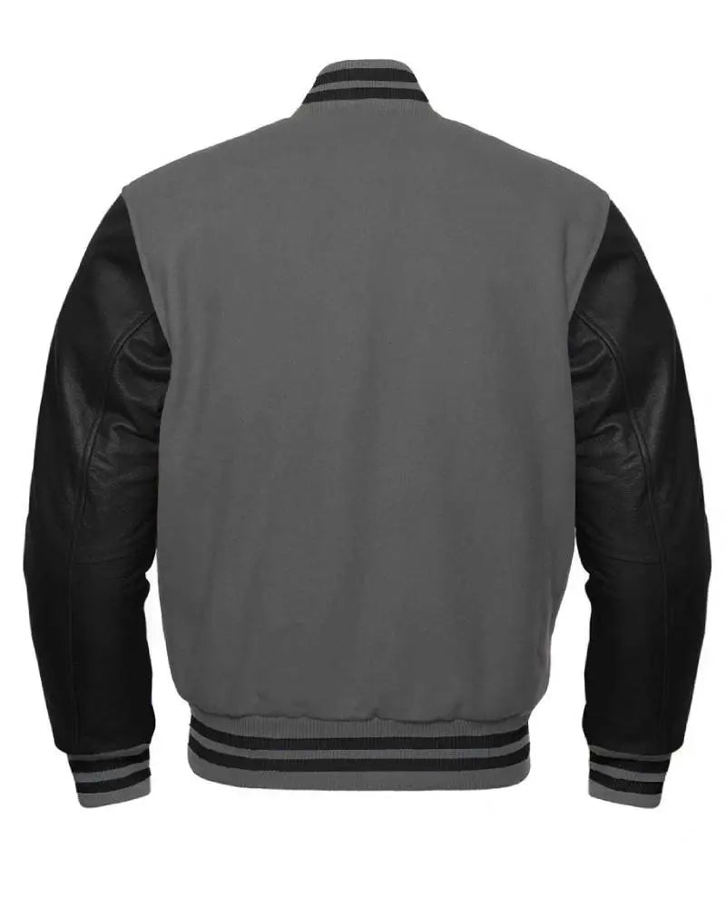 Charcoal Gray And Black Letterman Jacket