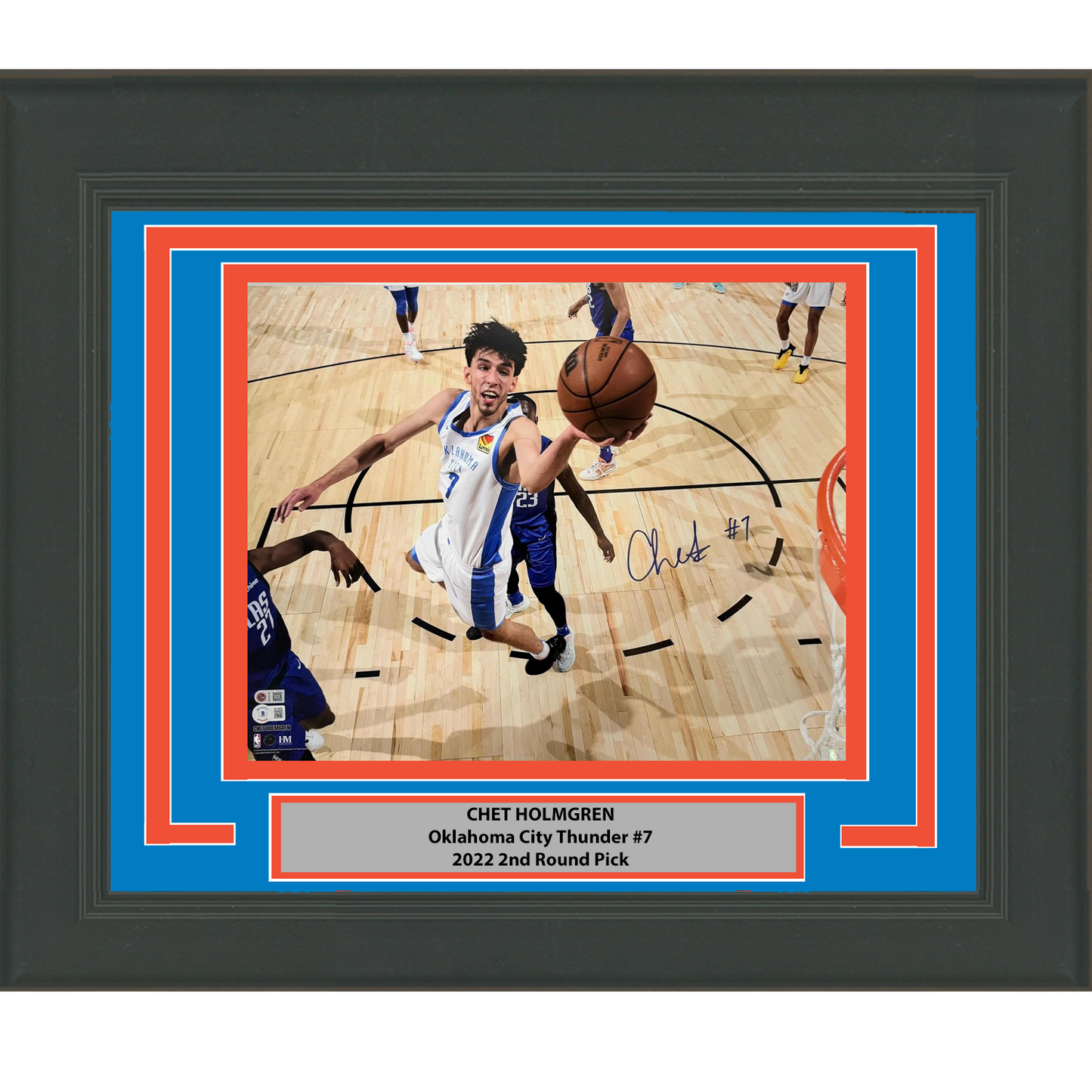 Framed Autographed/Signed Chet Holmgren Oklahoma City Thunder 16x20 Basketball Photo Beckett BAS COA #2