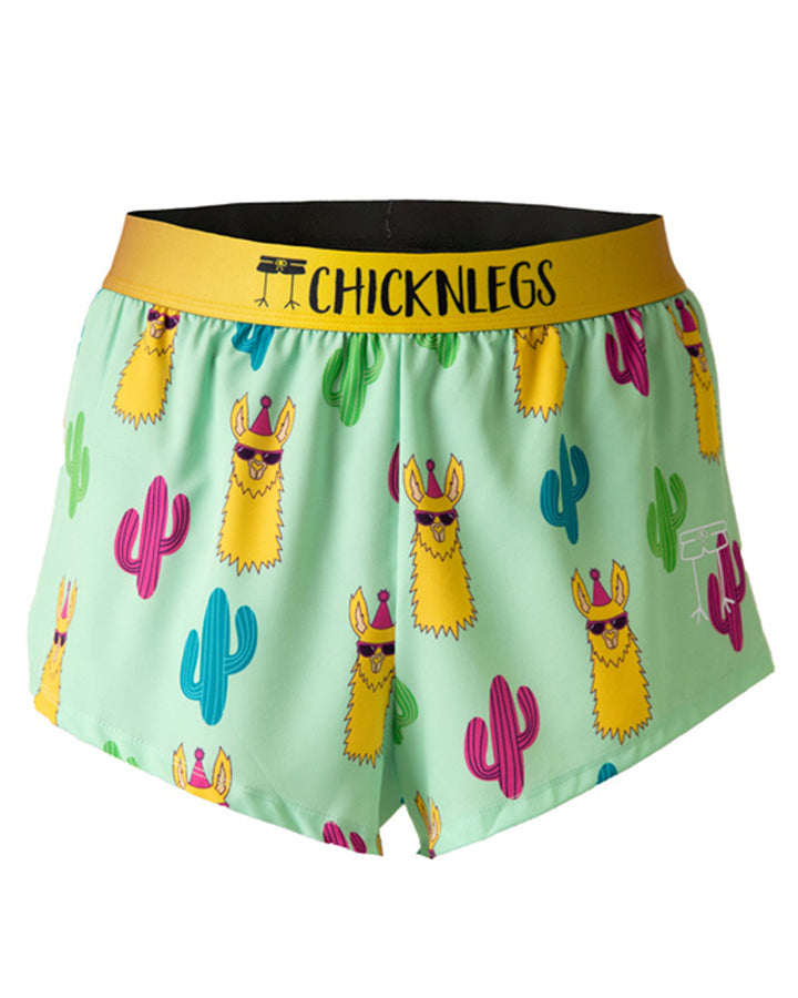 Men's Green Llamas 2" Half Split Shorts (XS, S, M, L, XL)