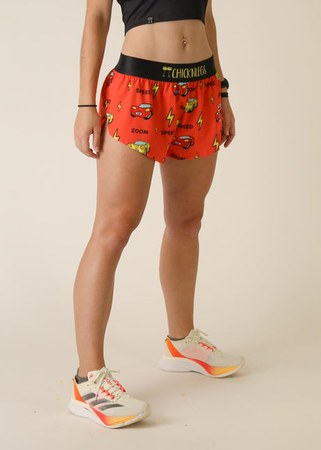 Women's Cars 1.5" Split Shorts (Orange) *