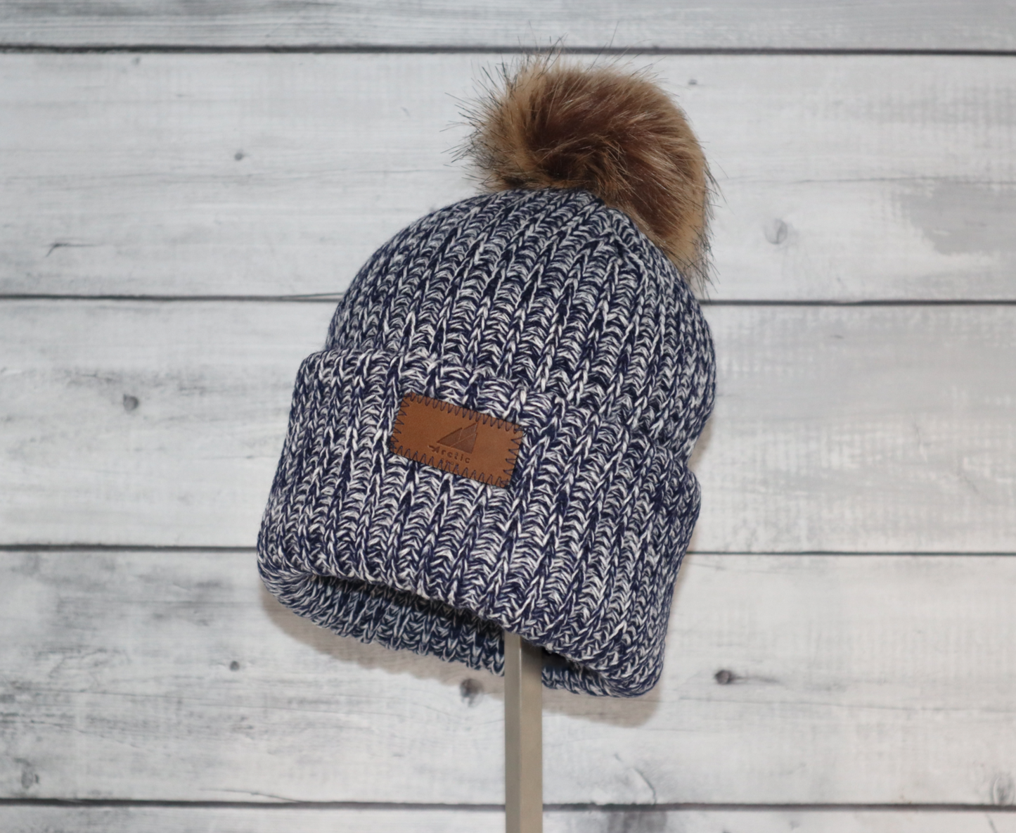 Child Acrylic Ribbed Cuff with Pom Hat