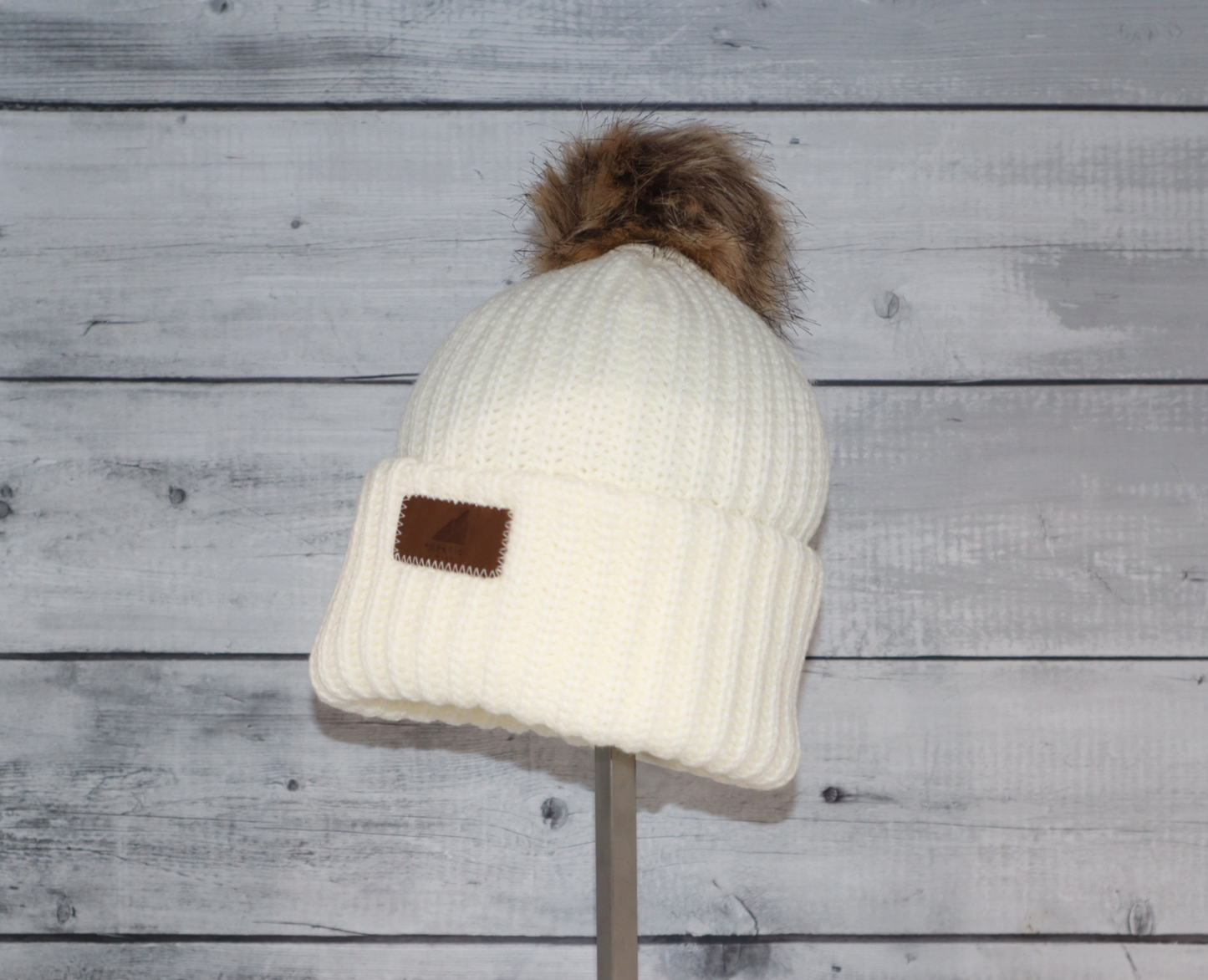 Child Acrylic Ribbed Cuff with Pom Hat
