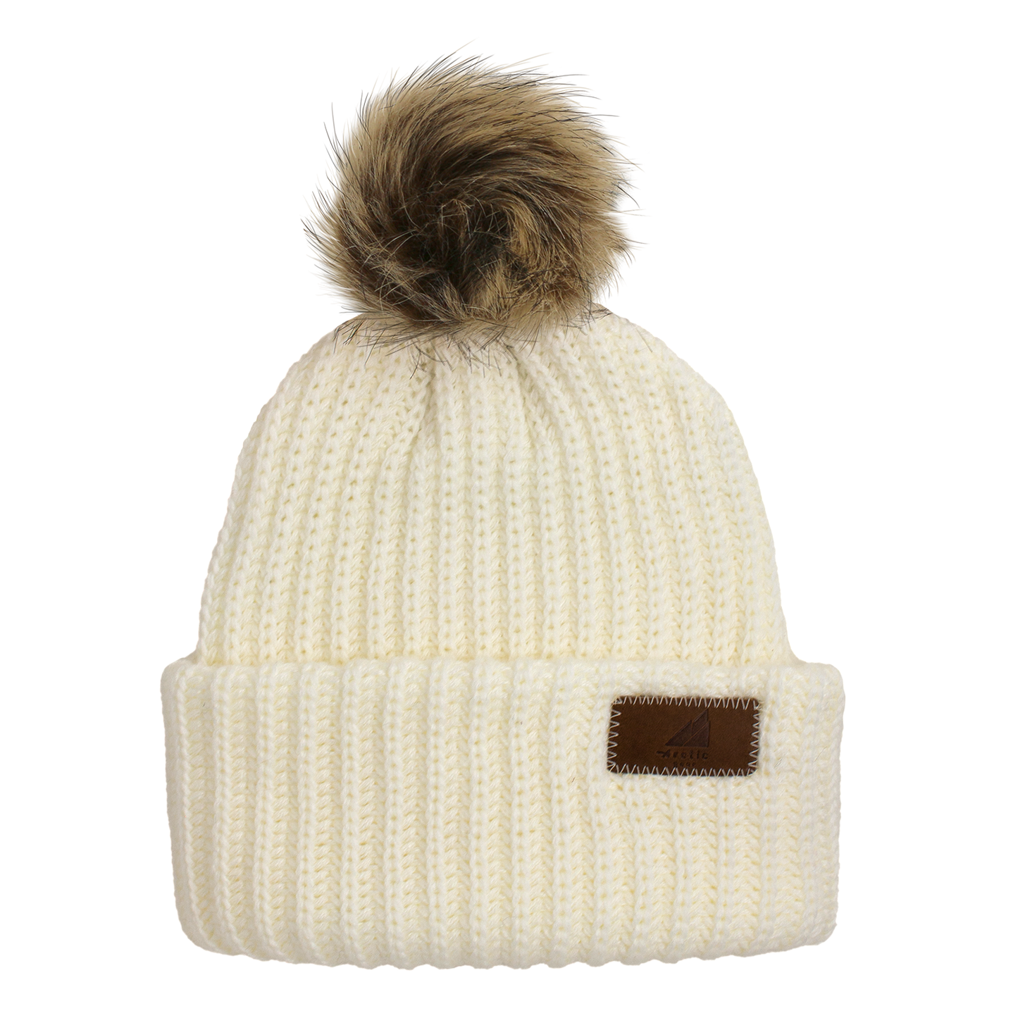 Child Acrylic Ribbed Cuff with Pom Hat