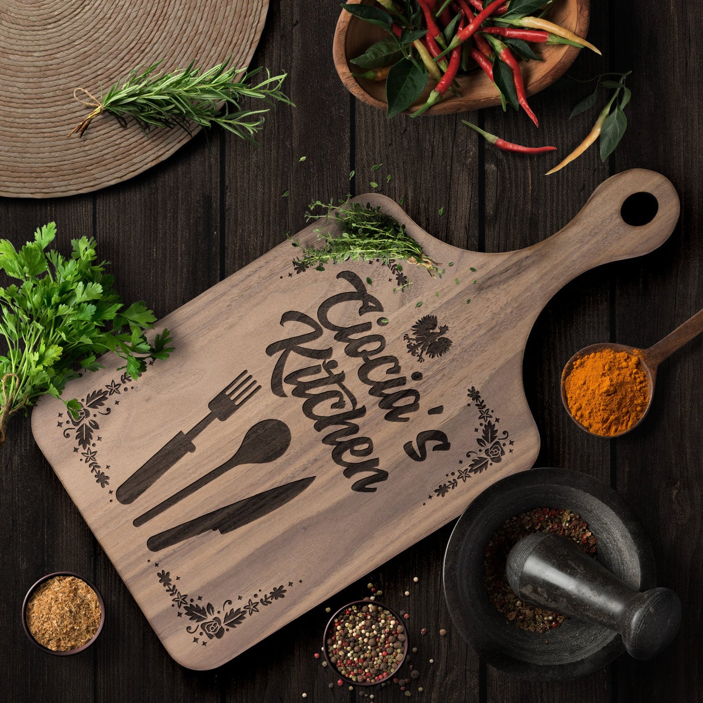 Ciocia's Kitchen Hardwood Paddle Cutting Board