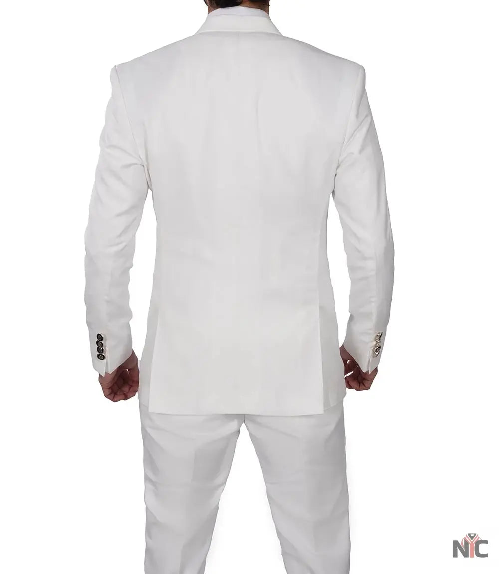 Classic Double-Breasted White 3-Piece Men's Wedding Suits
