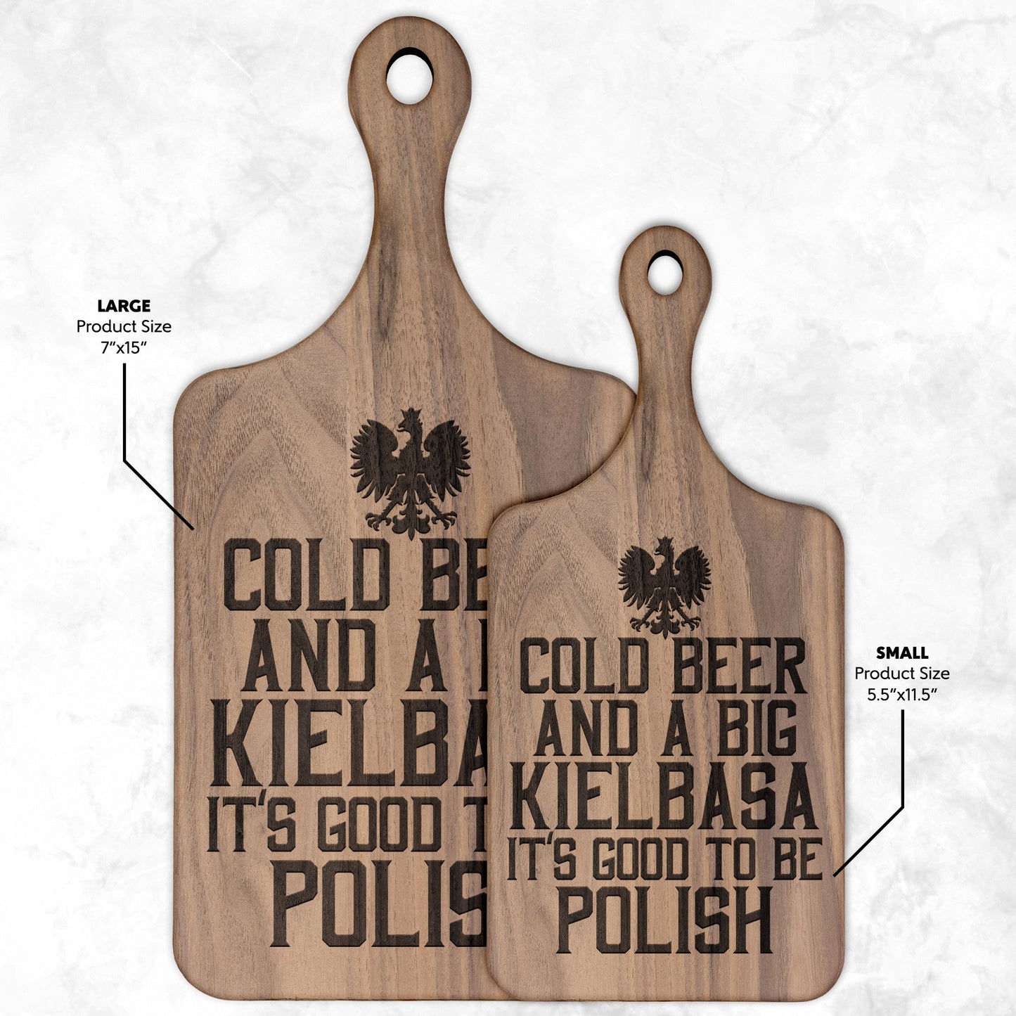 Cold Beer Big Kielbasa Hardwood Paddle Cutting Board