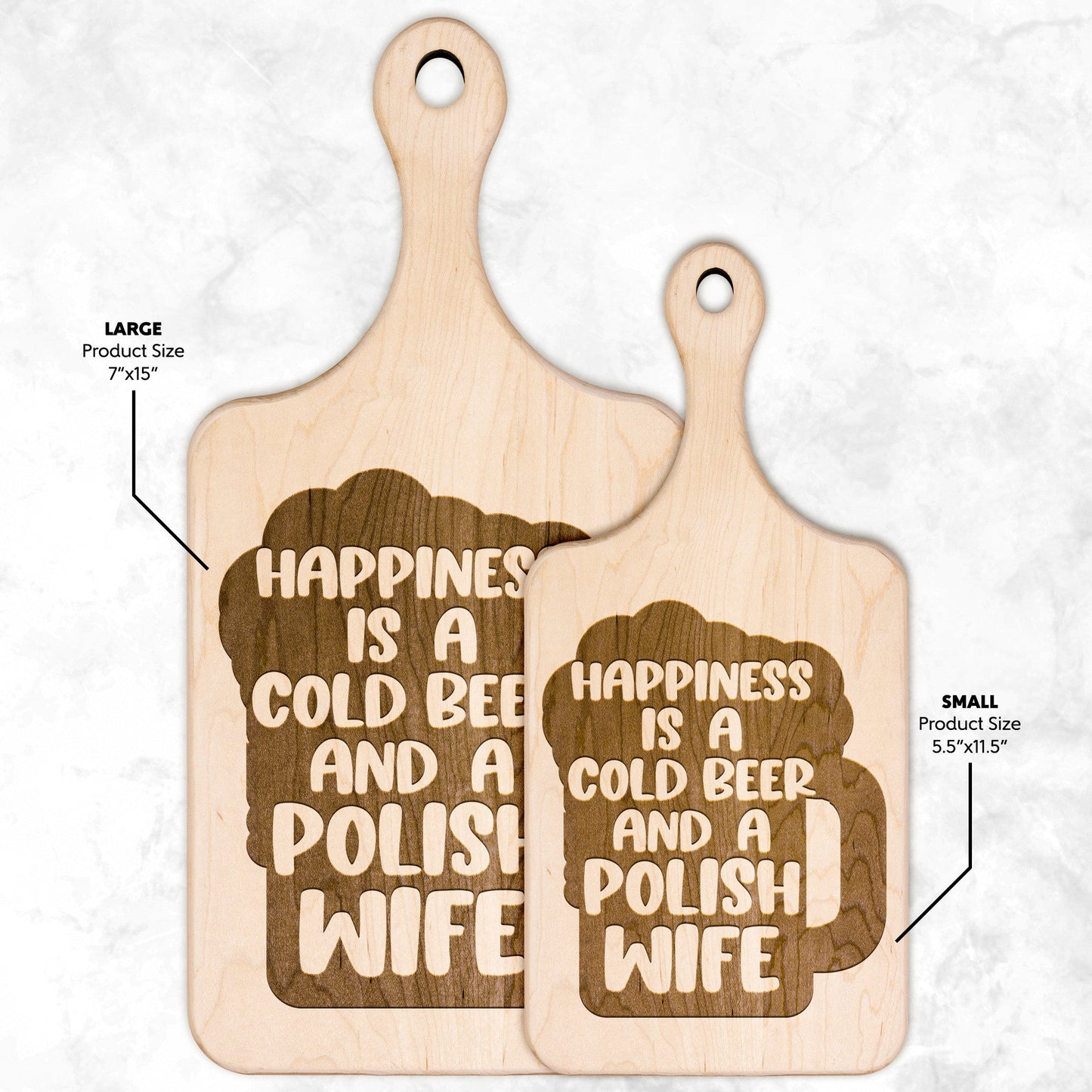 Cold Beer Polish Wife Hardwood Paddle Cutting Board
