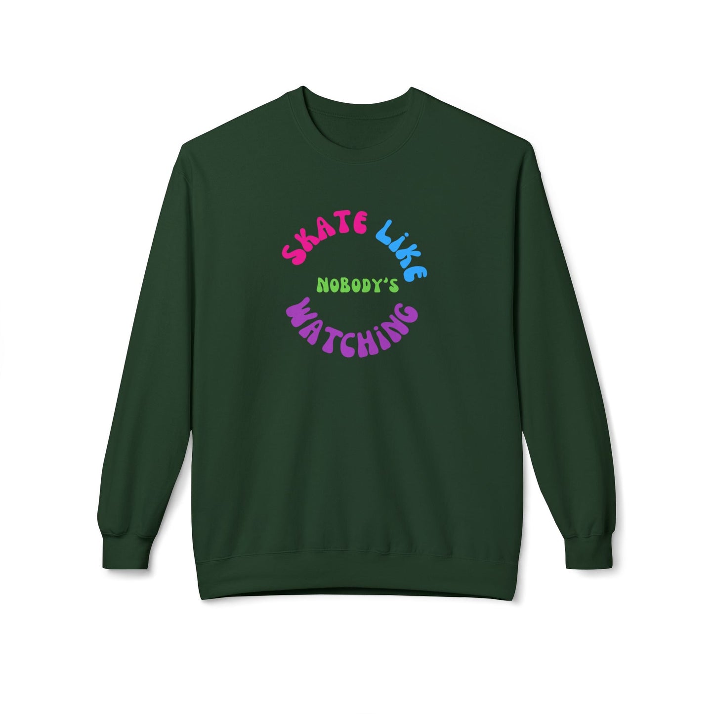 Colorful Skate Like Nobody's Watching Unisex Fleece Crewneck Sweatshirt