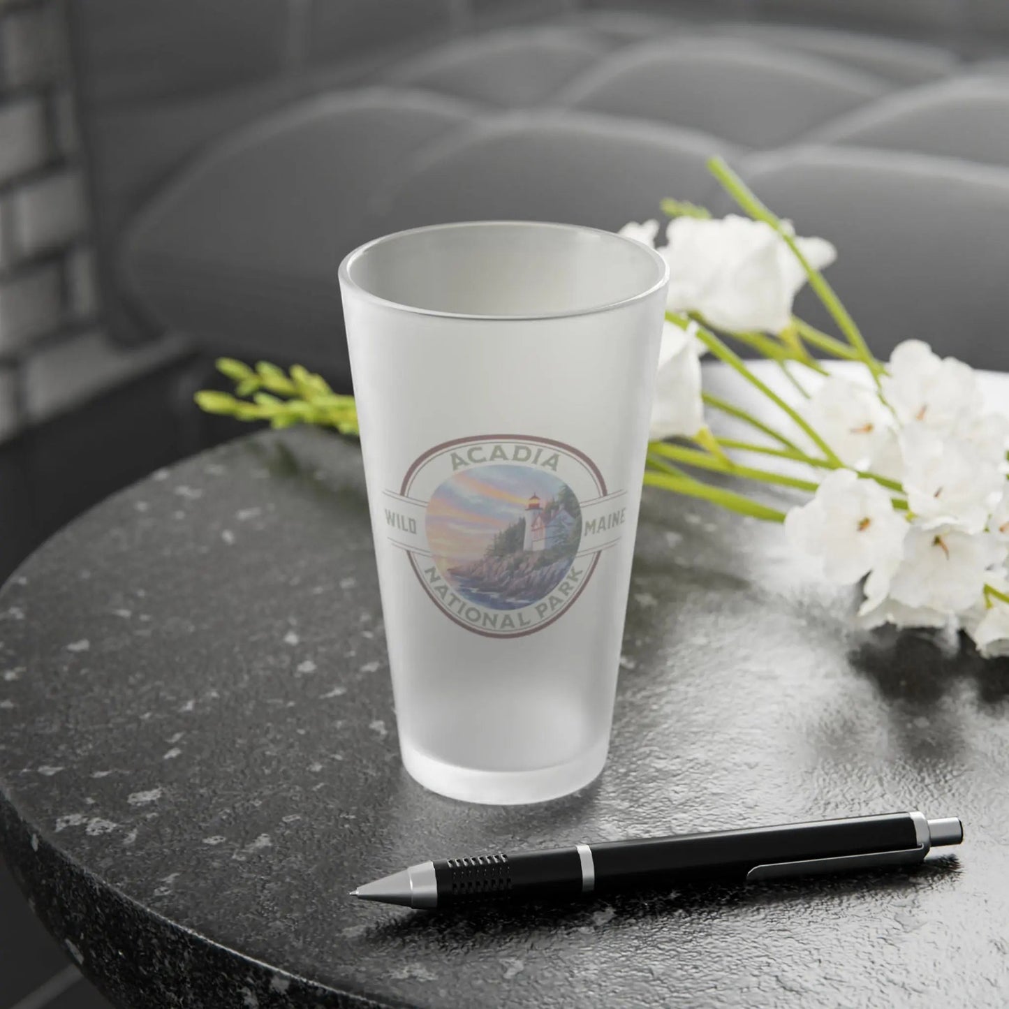 Acadia National Park Frosted Pint Coastal Lighthouse Stamp