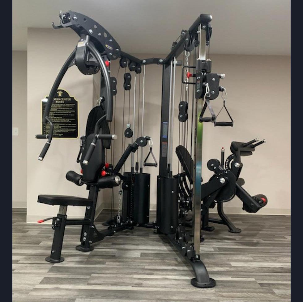 Megatron Corner Gym - Muscle D Fitness - Leg Extension/Leg Curl - Cable Fly - Functional Column - Chest Press - Seated Row - Lat Pulldown