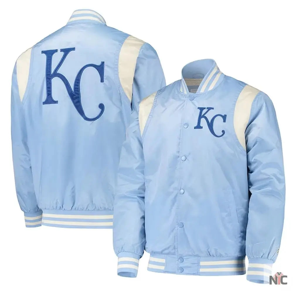 Cream Kansas City Royals Varsity Satin Jacket