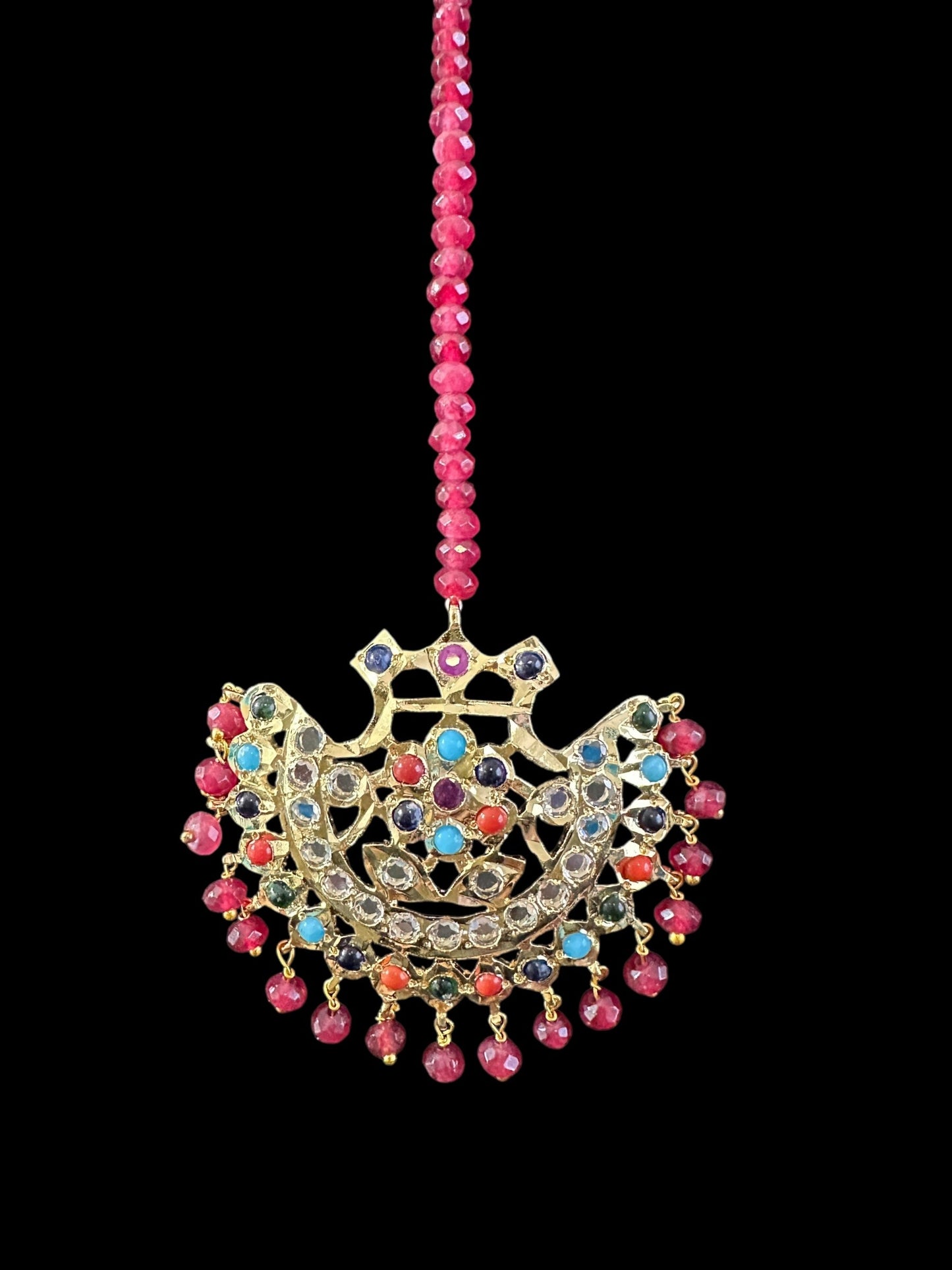 Saha navratan chandbali tika( READY TO SHIP )