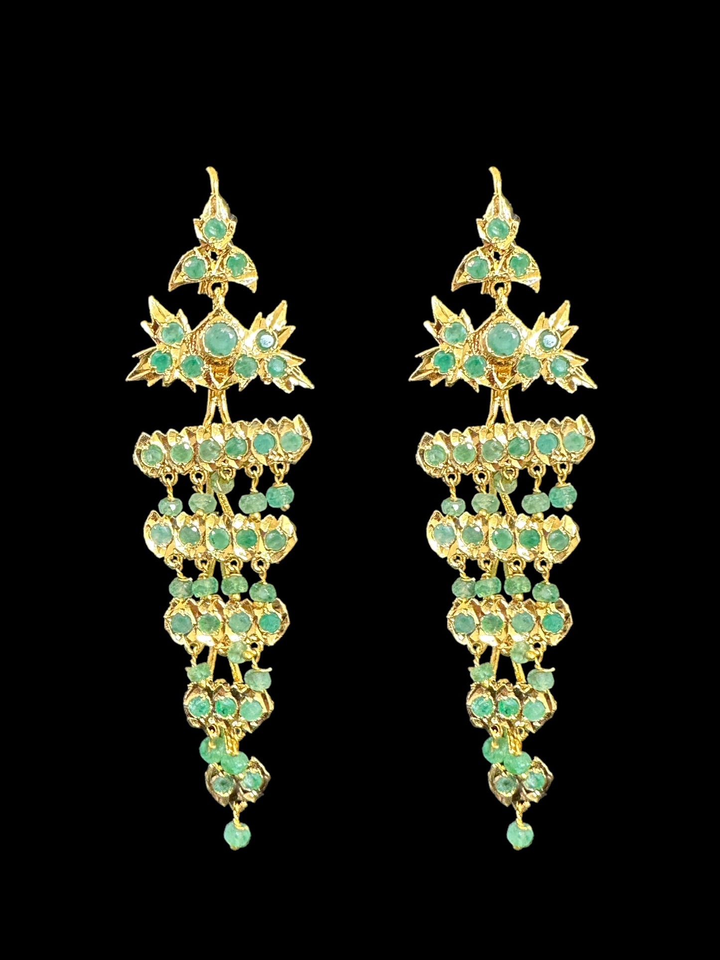 DER548 Emerald dangler earrings ( SHIPS IN 4 WEEKS )
