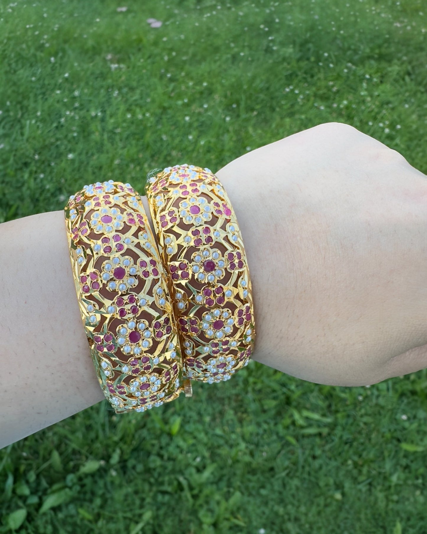 B8 Shibra bangles in ruby one pair ( READY TO SHIP )