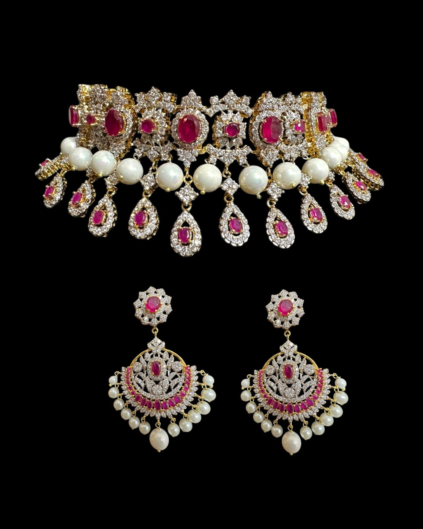 BR492 AMITA bridal set in ruby ( SHIPS IN 4 WEEKS )