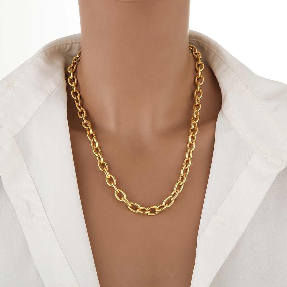 Charm Bar Necklaces - 18”, 24” 28” Cable Link 18k Gold Plated