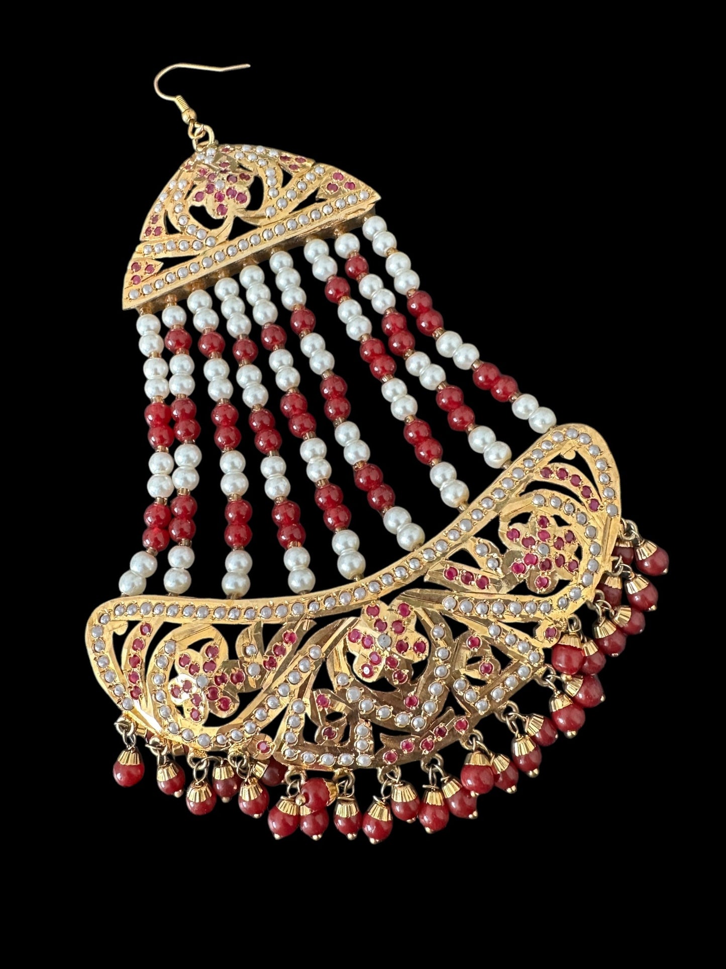 DJHR124 jadau jhoomar in Ruby  pearl  ( READY TO SHIP )