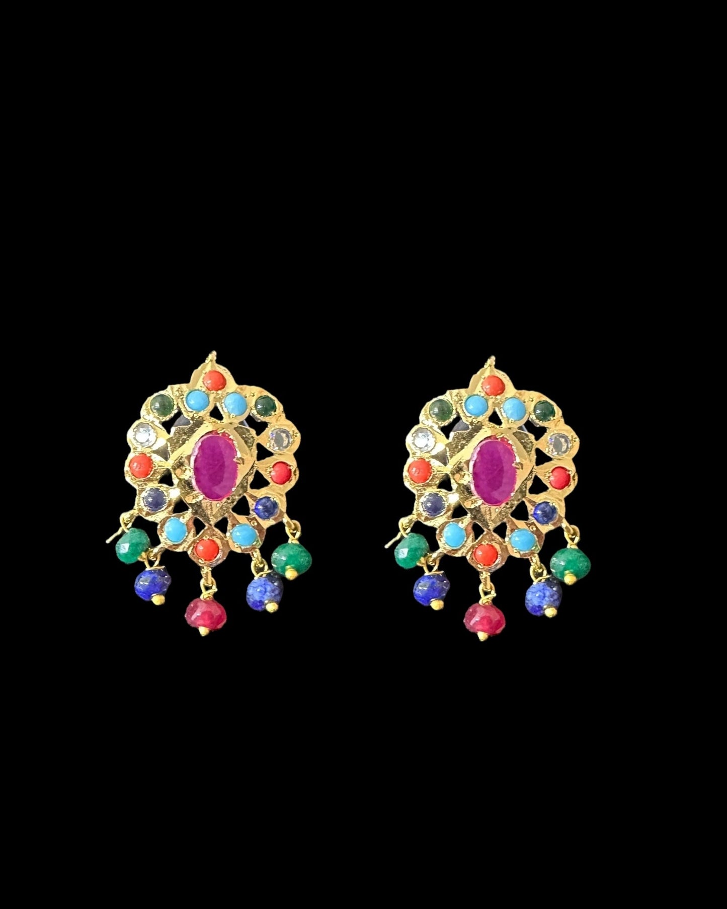 NS214 Meeraj necklace set ( navratan ) ( READY TO SHIP )