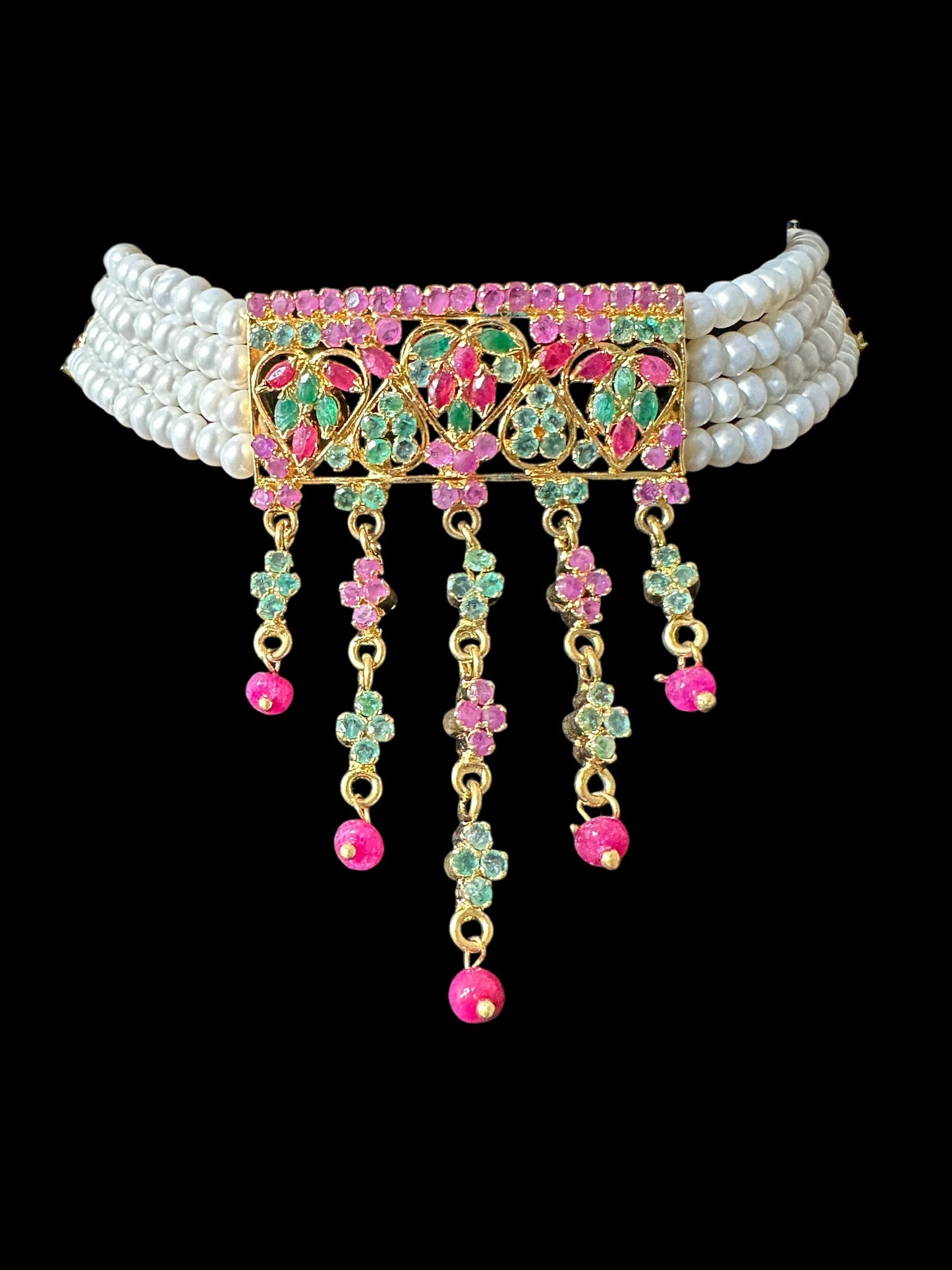 C510 Ruby emerald choker with earrings ( READY TO SHIP )