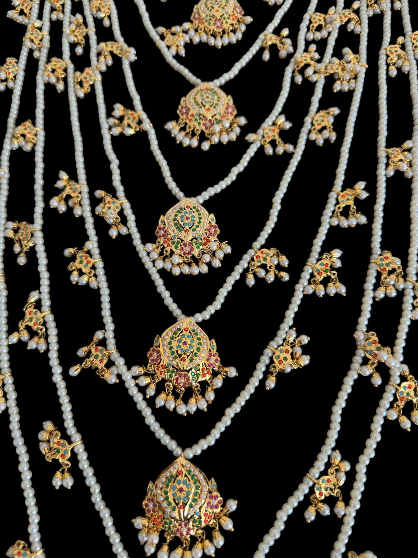 SAT113 Anya jadau 7 layered / satlada in Navratan ( READY TO SHIP )