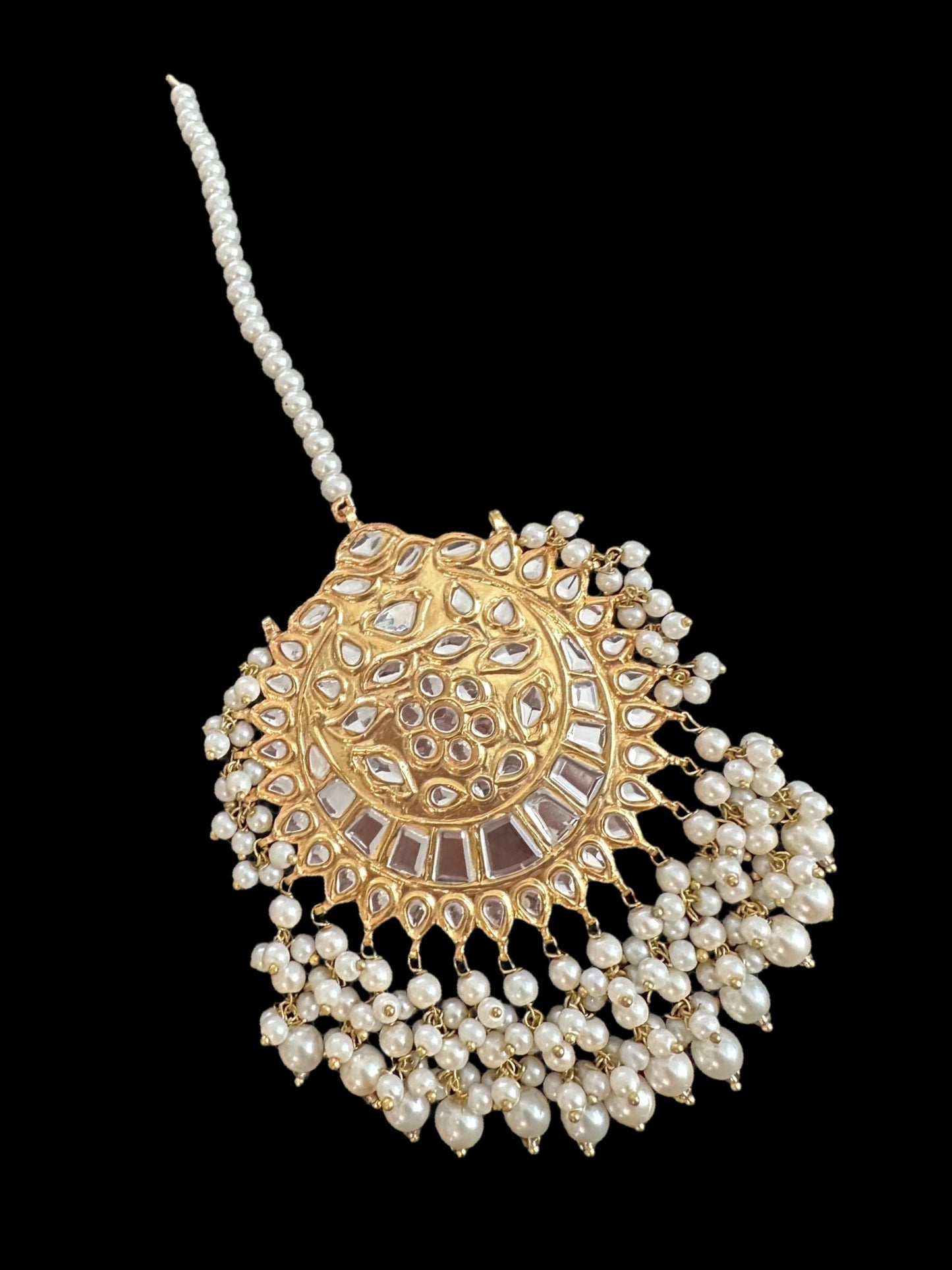 JTK34 kundan jhoomar tika with pearls ( READY TO SHIP )