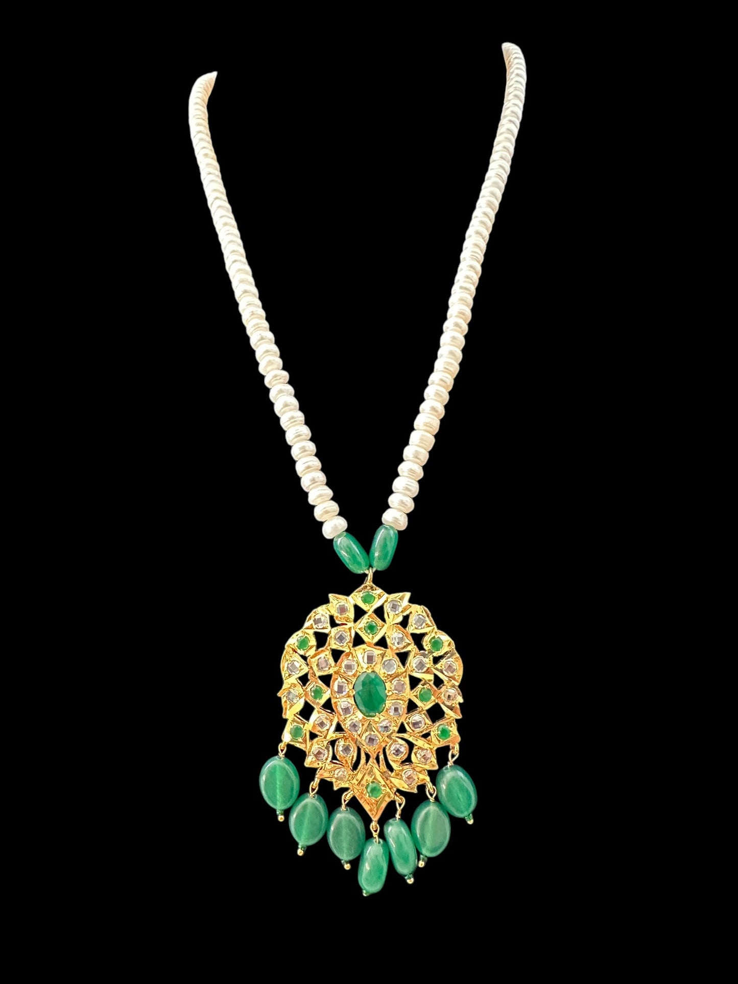 PS490 Neelam freshwater pearl pendant set - Green ( READY TO SHIP )