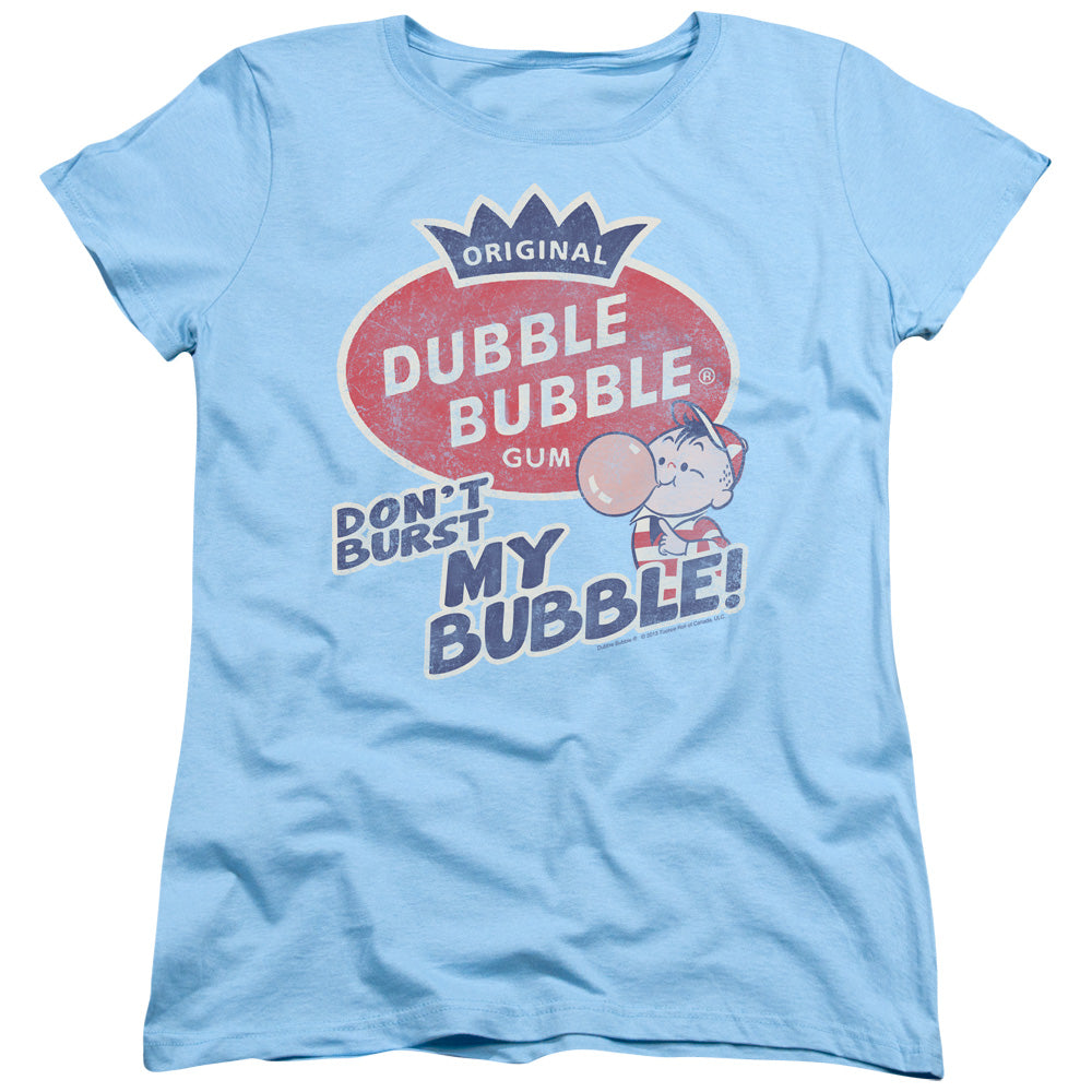 Dubble Bubble Burst Bubble Womens T Shirt Light Blue Officially Licensed
