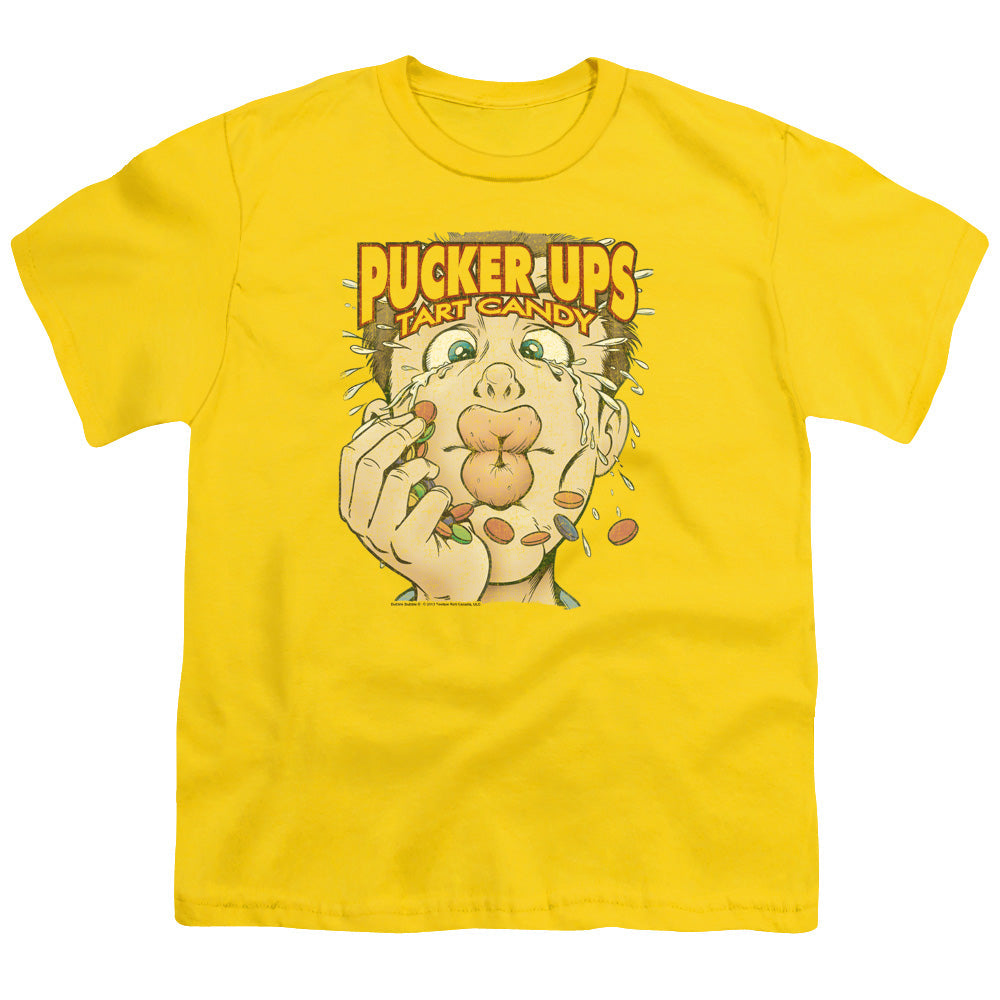 Dubble Bubble Pucker Ups Kids Youth T Shirt Yellow Officially Licensed