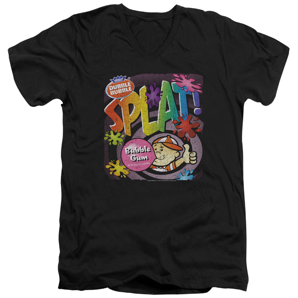 Dubble Bubble Splat Gum Mens Slim Fit V Neck T Shirt Black Officially Licensed