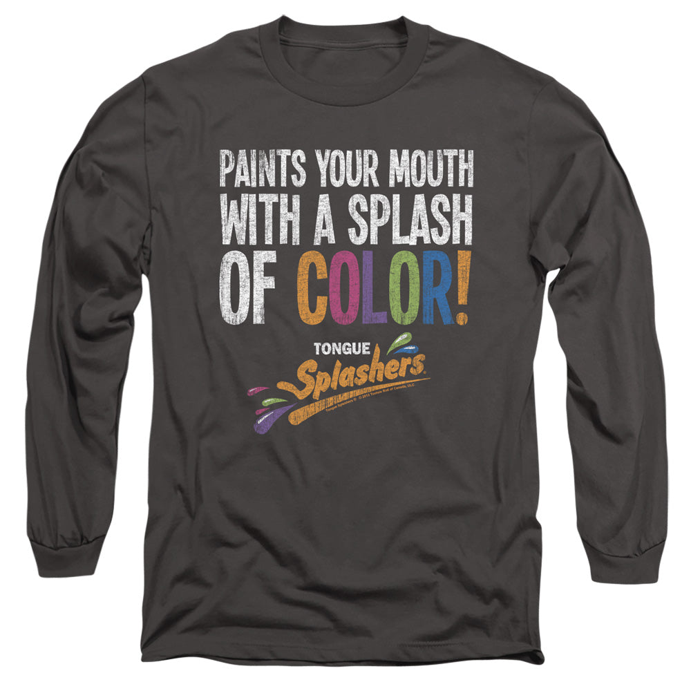 Dubble Bubble Paints Your Mouth Mens Long Sleeve Shirt Charcoal Officially Licensed Officially Licensed