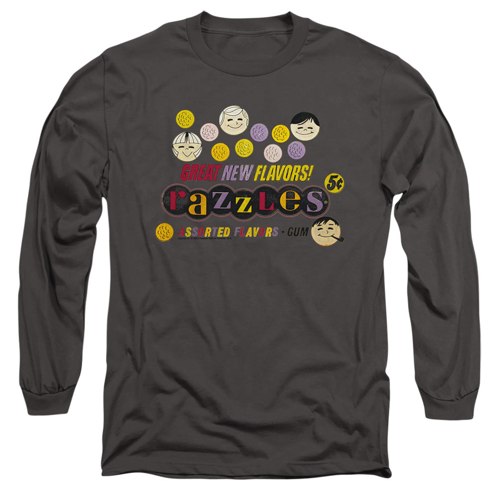 Dubble Bubble Razzles Retro Box Mens Long Sleeve Shirt Charcoal Officially Licensed Officially Licensed