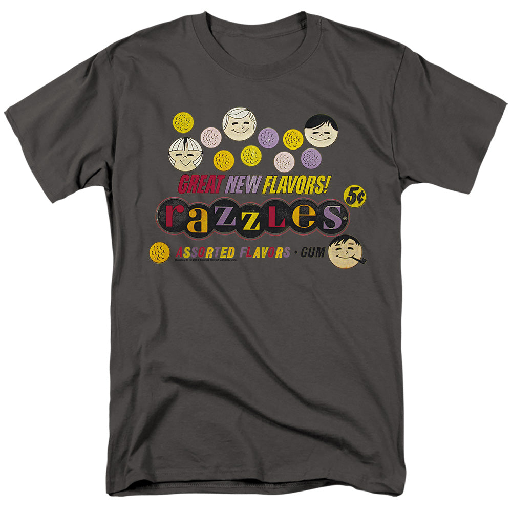 Dubble Bubble Razzles Retro Box Mens T Shirt Charcoal Officially Licensed