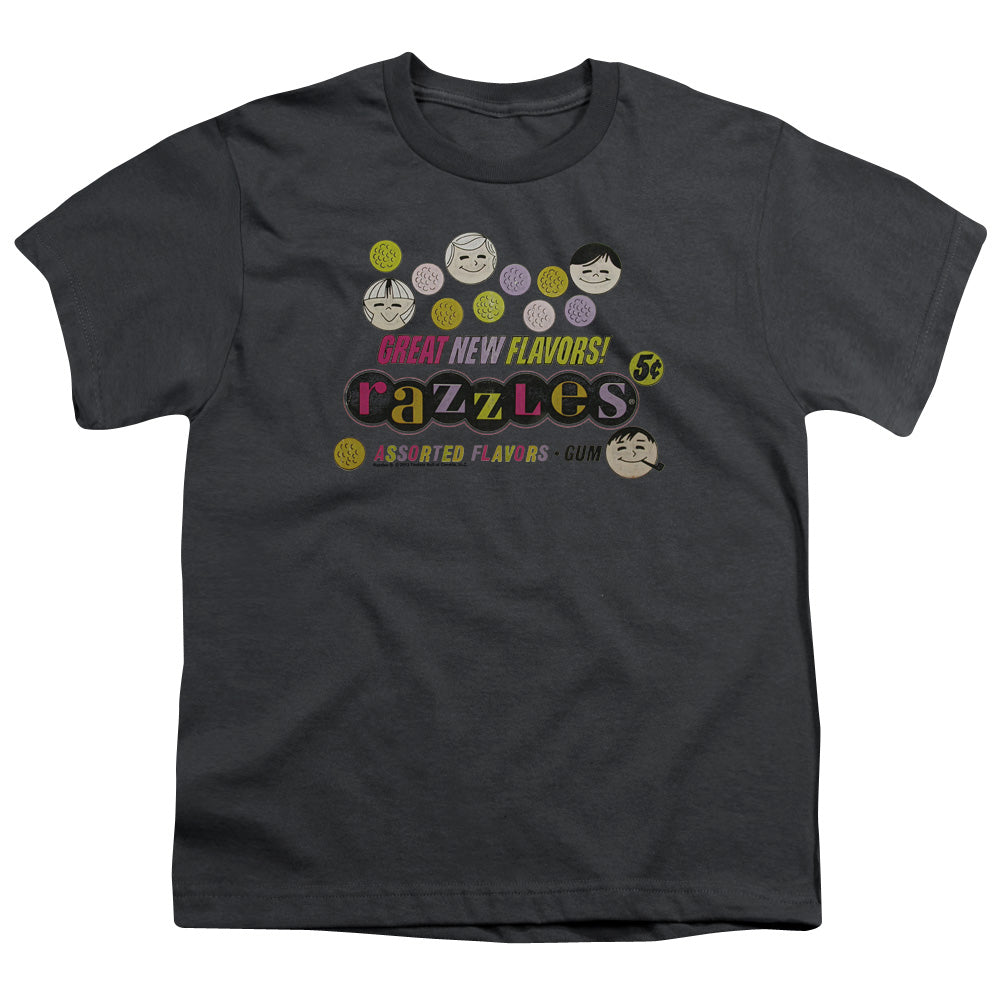 Dubble Bubble Razzles Retro Box Kids Youth T Shirt Charcoal Officially Licensed