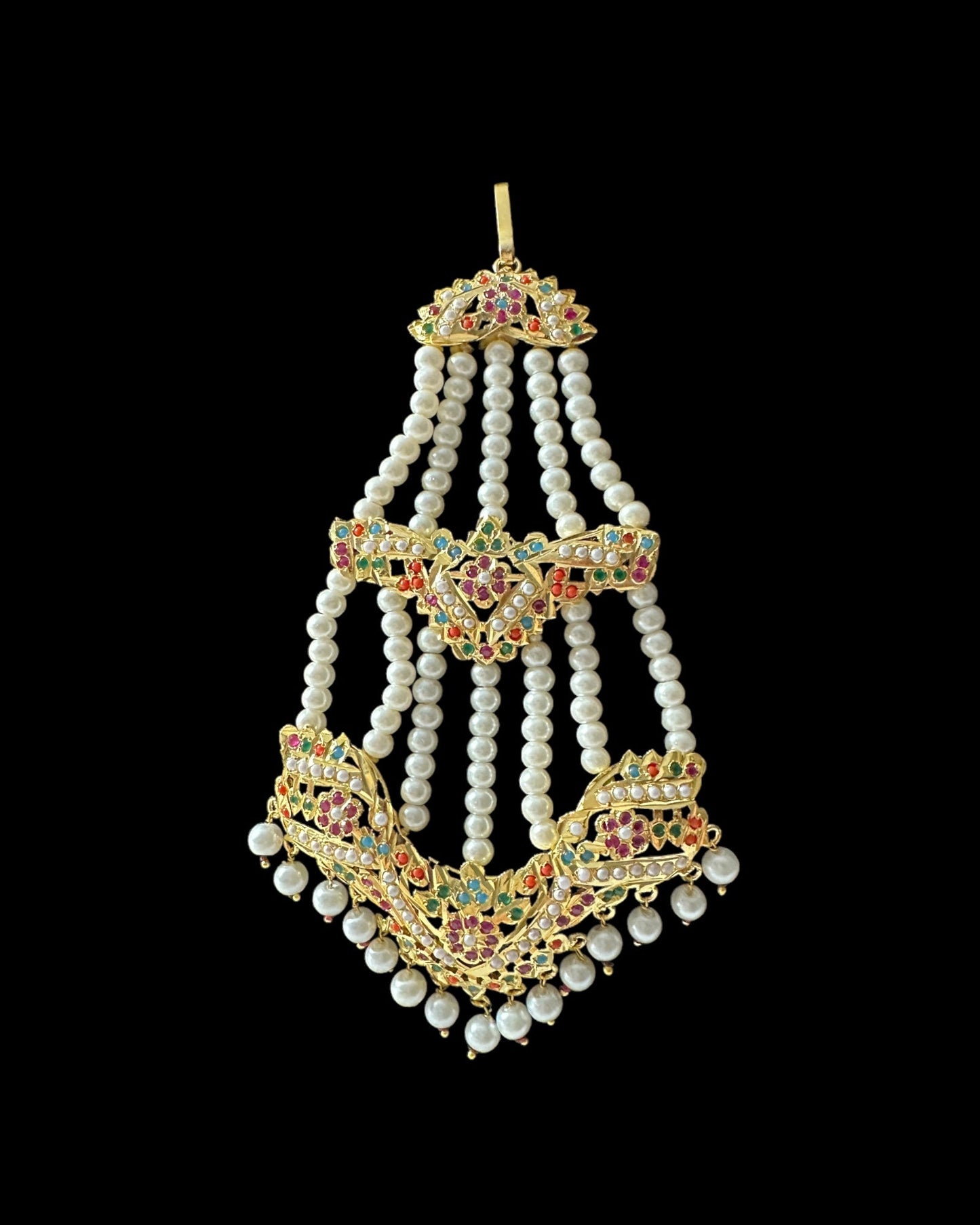 BR320 navratan jadau bridal set in shell pearls ( READY TO SHIP)