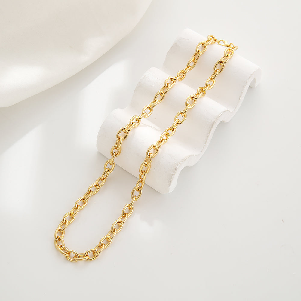 Charm Bar Necklaces - 18”, 24” 28” Cable Link 18k Gold Plated
