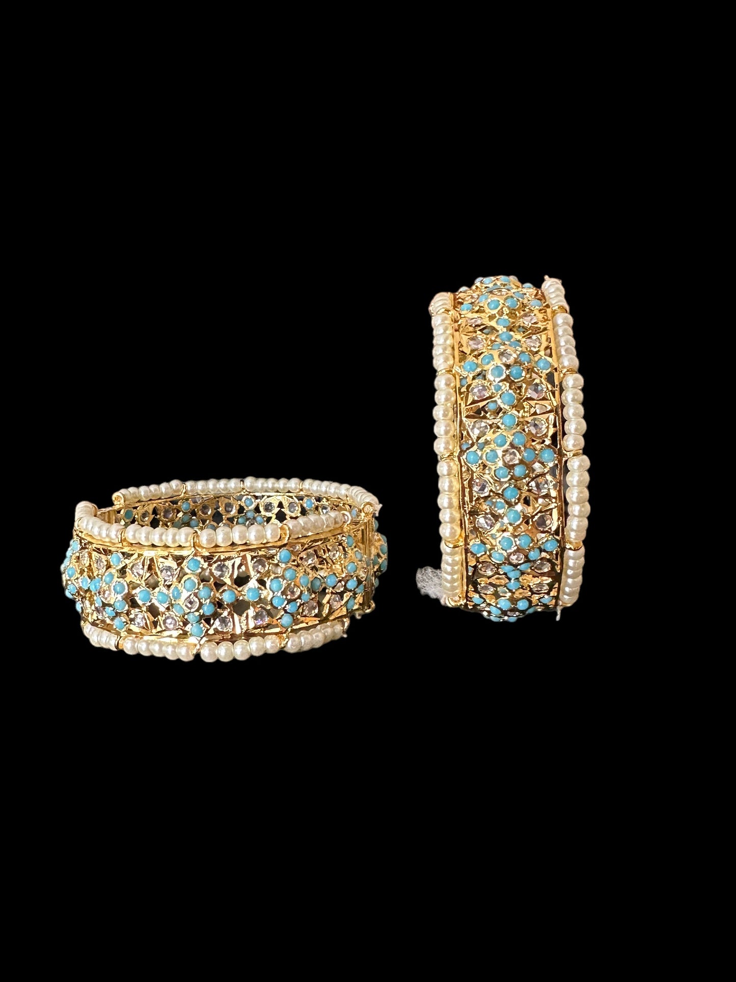 B185 Azmah turquoise and pearl bangles ( READY TO SHIP )