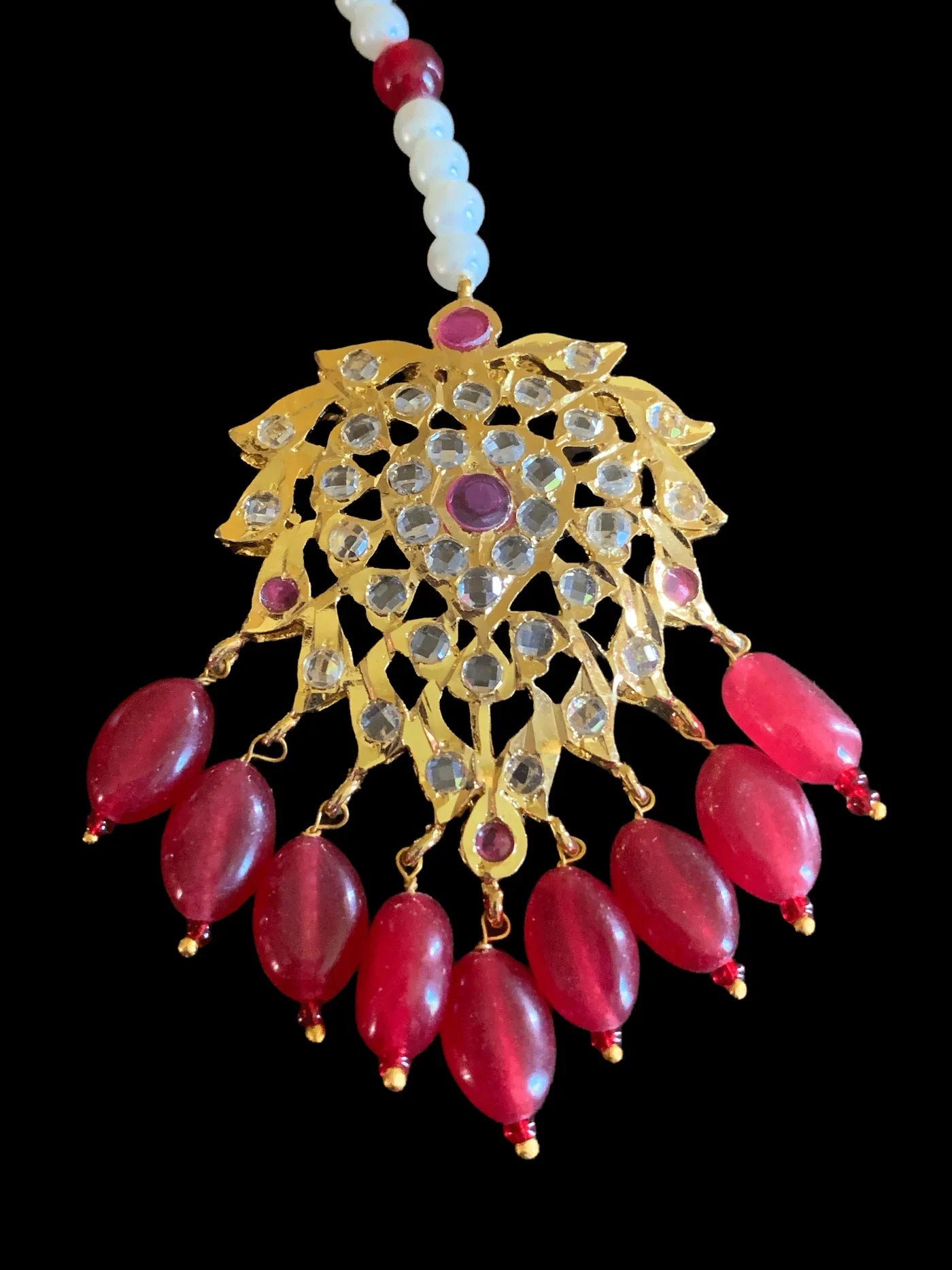 BR474 Waniya hyderabadi bridal set in red / ruby ( READY TO SHIP )