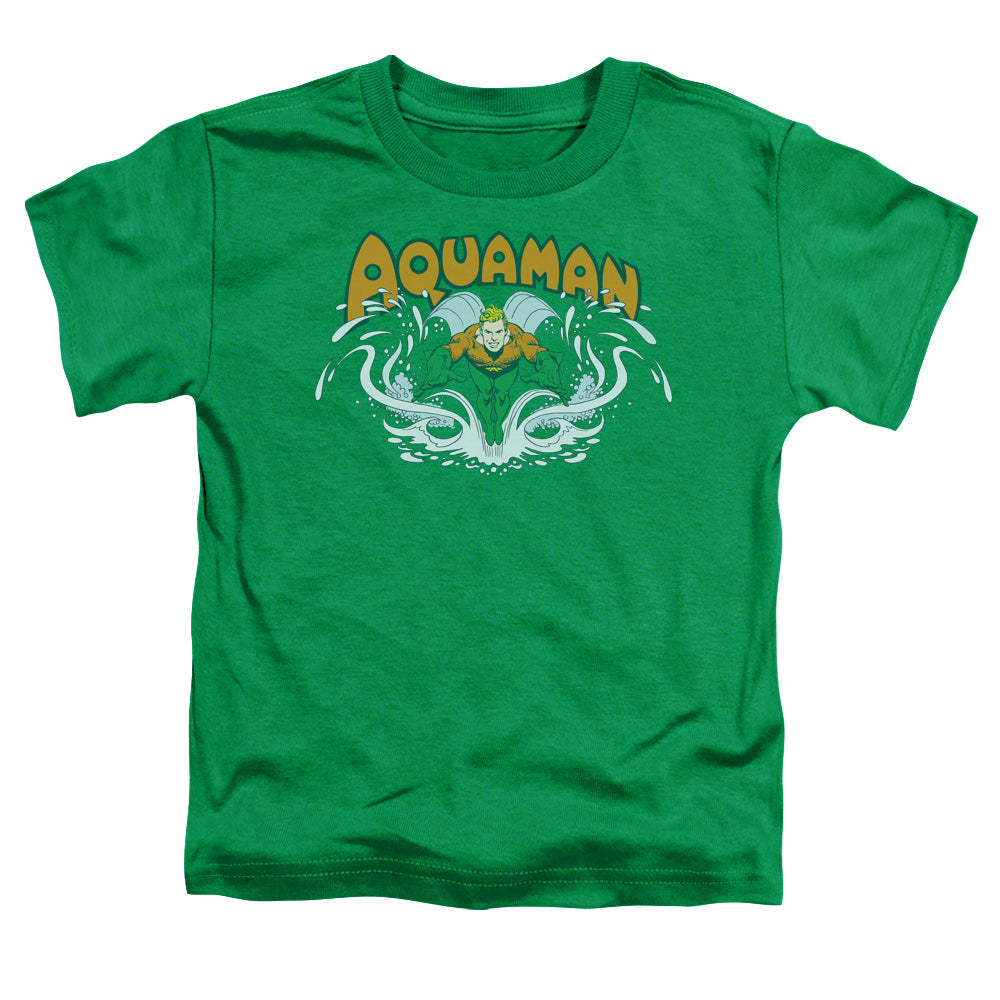 DC Comics Aquaman Splash Toddler Kids Youth T Shirt Kelly Green Officially Licensed