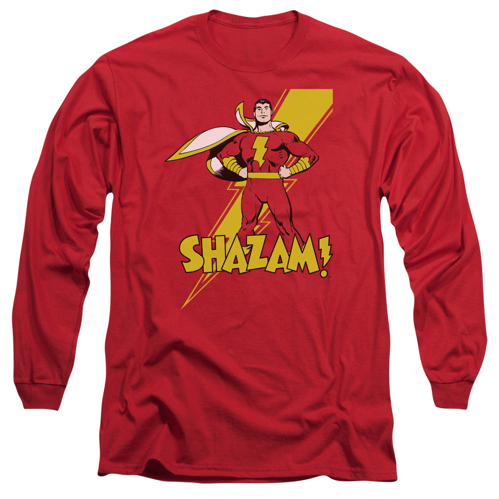 DC Comics Shazam! Mens Long Sleeve Shirt Red Officially Licensed
