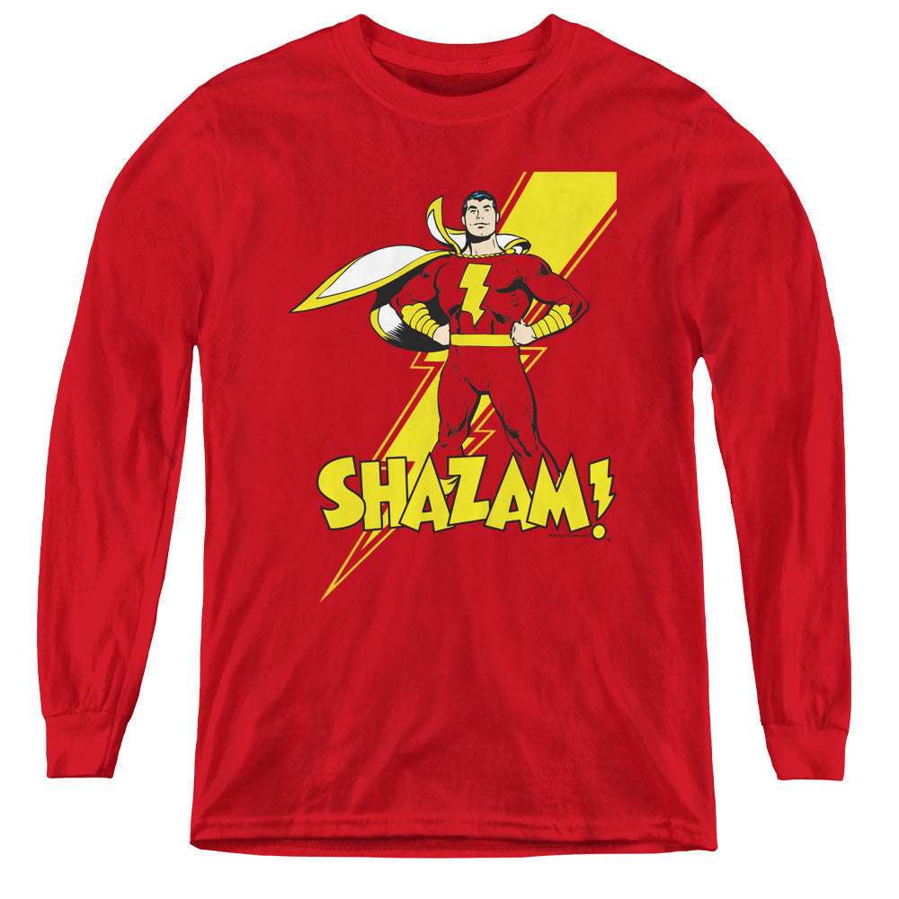 DC Comics Shazam! Long Sleeve Kids Youth T Shirt Red Officially Licensed