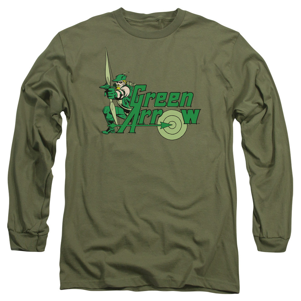 DC Comics Green Arrow Mens Long Sleeve Shirt Military Green Officially Licensed