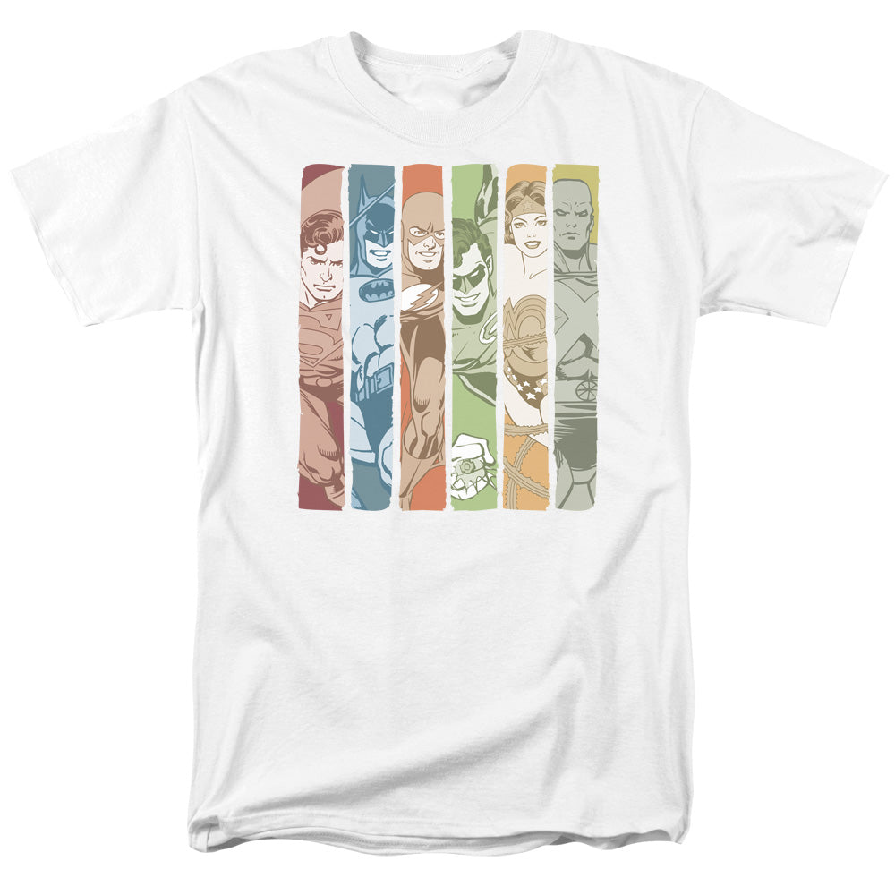 Dc Justice League Columns Mens T Shirt White Officially Licensed