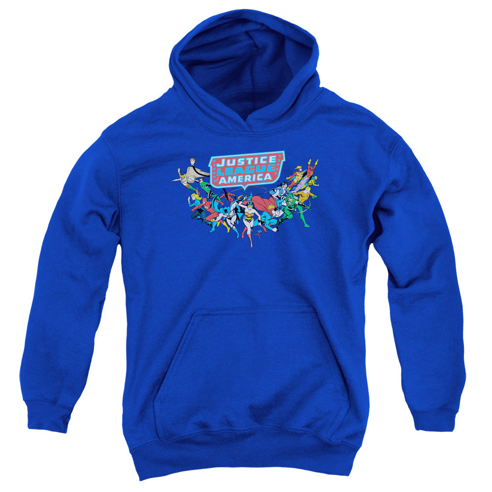 DC Comics Here They Come Kids Youth Hoodie Royal Officially Licensed