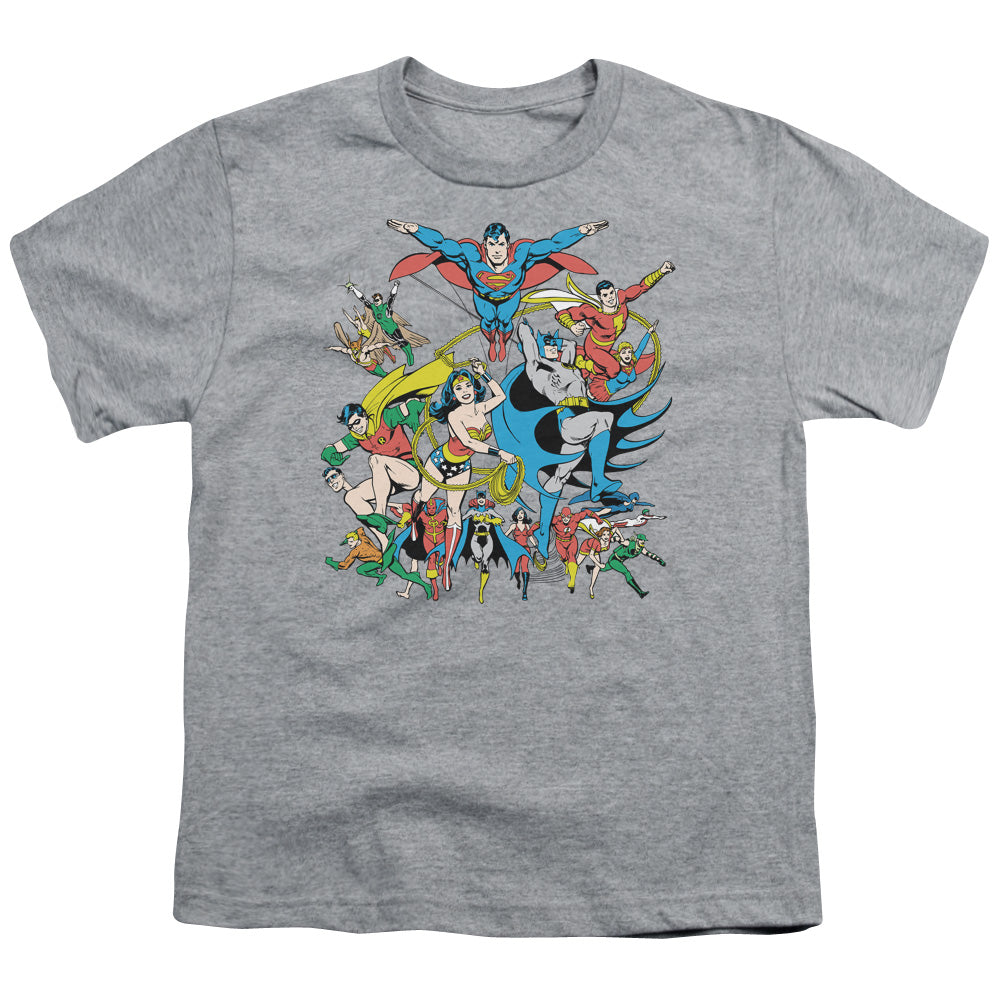 DC Comics Justice League Assemble Kids Youth T Shirt Athletic Heather Officially Licensed