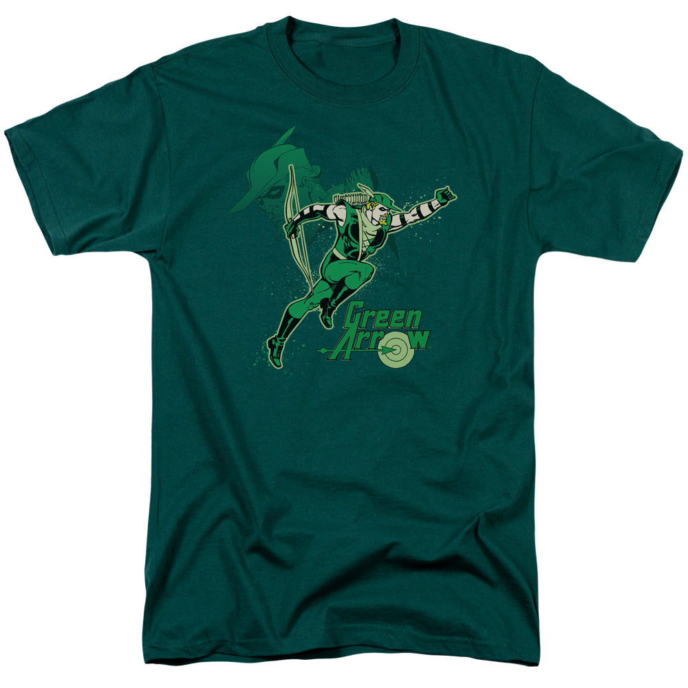 Dc Green Arrow Green Arrow In Action Mens T Shirt Hunter Green Officially Licensed